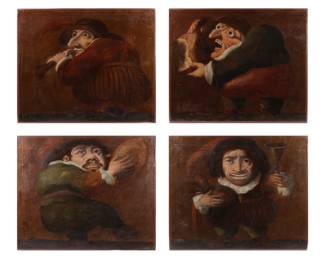 Lot 107: Unique Set of Four Early Paintings of Gnomes