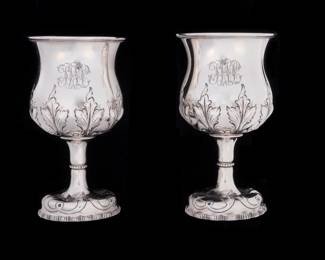Lot 7: Pair American Coin Silver Footed Cups