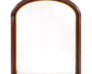 Lot 243: Antique French Arched Walnut Over Mantle Mirror