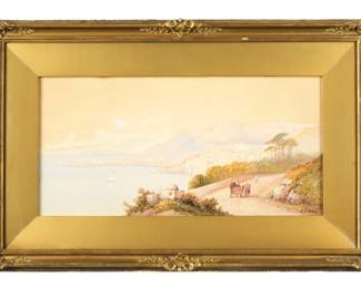 Lot 251: Frank Catano Italian Coastal Landscape Watercolor