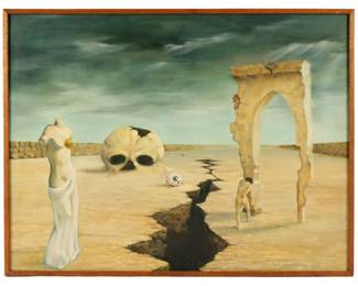 Lot 422: Roi Merriman Dali Style Surrealist Landscape