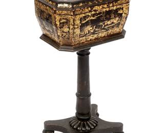 Lot 233: 19th C English Regency Chinoiserie Teapoy