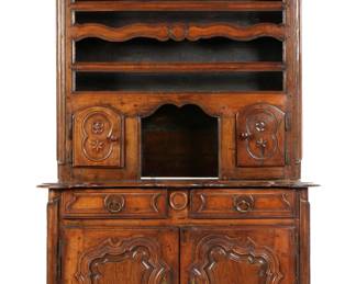 Lot 17: 18th C French Carved Walnut Buffet Vaisselier