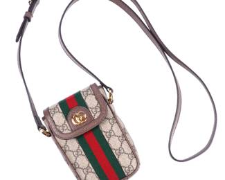 Lot 173a: Gucci Monogram Supreme Mini Ophidia Bag Purse