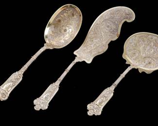Lot 136: Three Piece Spanish Gilt 800 Silver Ice Cream Service