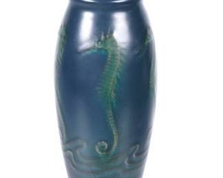 Lot 31: 1910 Rookwood Pottery Vellum Seahorse Vase