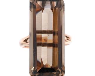 Lot 189: 14k Gold and Large Smoky Topaz Ring