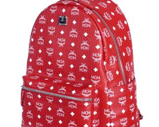Lot 238: MCM Red White Visetos Leather Stark Backpack