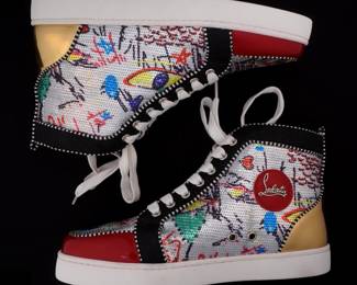 Lot 215a: Pair Christian Louboutin Rantus Orlato High Top Sneakers