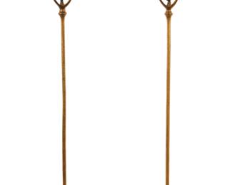 Lot 9: Pair Tiffany Studios Bronze Dore Candlesticks 1213