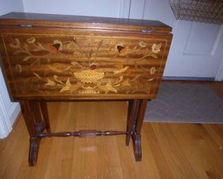 Marquetry inlaid drop leaf table
