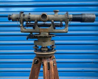 Vintage Surveying Instrument Level Telescope with Leopold Base and Tripod