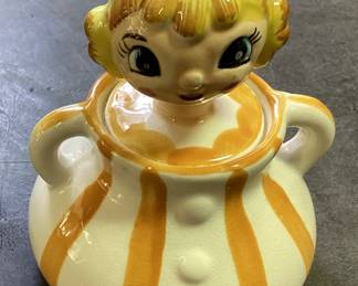 1950s PIXIEWARE MUSTARD JAR w TOP