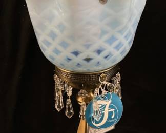 RARE FENTON BLUE OPALESCENT OPTICS CANDLESTICK LAMP