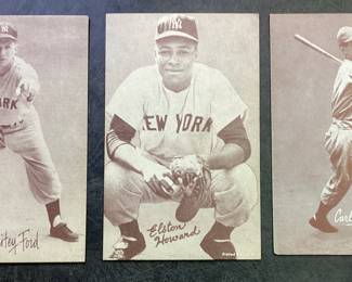 (3) 1947-1966 EXHIBIT BASEBALL CARDS, WHITEY FORD, CARL FURILLO & ELSTON HOWARD