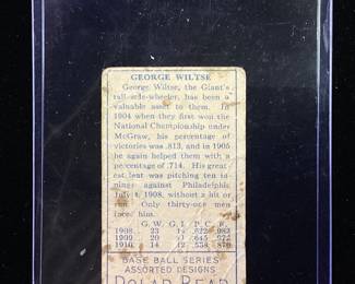 1911 T205 GEORGE WILTSE POLAR BEAR TOBACCO BASEBALL CARD NEW YORK GIANTS NATIONAL LEAGUE, SOME DAMAGE