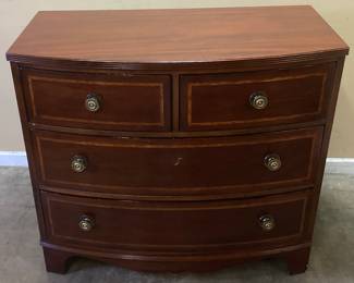  LEXINGTON PALMER HOME COLLECTION MAHOGANY INLAID BOW FRONT CHEST OF DRAWERS NO SHIPPING PICKUP ONLY