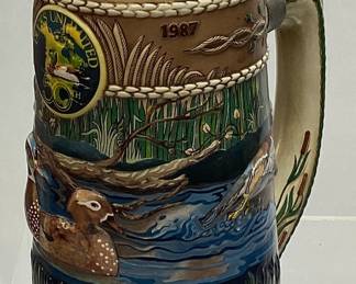 1987 DUCKS UNLIMITED WATERFOWL SERIES STEIN, FIRST EDITION, 10in H