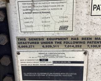 2008 EAST GENESIS 39ft FRAMELESS ALUMINUM DUMP TRAILER HALF LINED BED WITH MECHANICAL TARP ROLLER, AIR RIDE SUSPENSION, COAL/GRAIN TOP SWING DOORS, 52 CUBIC YARD, TRAILER IS IN GOOD WORKING CONDITION w TITLE