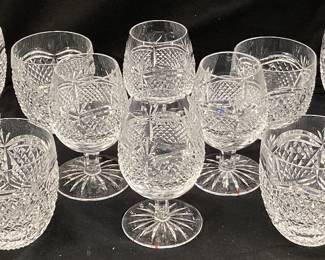 4 WATERFORD MARKED GLASSES & 12 MATCHING TUMBLERS NO SHIPPING PICKUP ONLY
