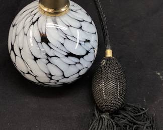 VINTAGE ORNAMENTAL BLOWN GLASS PERFUME BOTTLE w BULB