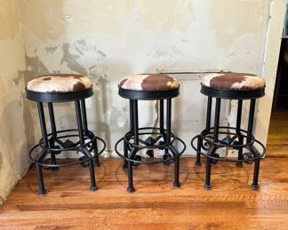 Cowboy Up Wrought Iron Swivel Stools