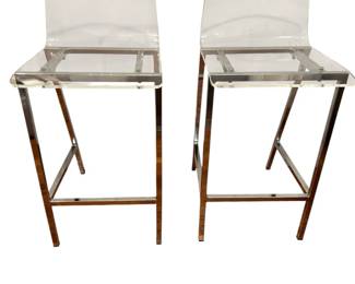 Clear Lucite Acrylic Counter Stools pair