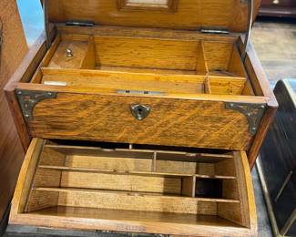 Oak collector cabinet writing chest