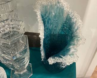 Signed ocean wave handmade fused glass