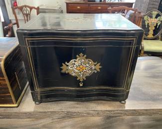 19th Century Napoleon III Liquor Cellar in Ebony with Brass Inlay