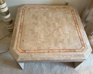 Tessellated marble coffee table console and end table palm beach regency