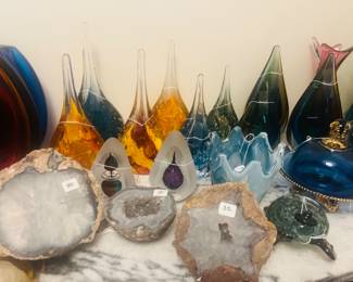 Northern lights, glassware, and Marano glass also crystals
