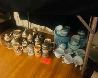 Pyrex set $125
Steins $5 smalll $10 large 