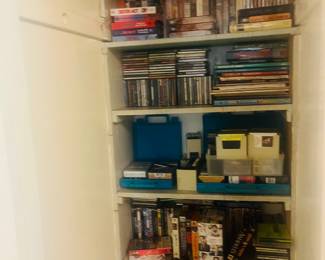 Books $1
DVDs CDs vhs $1 
Records $3