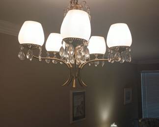 Another view of unusual chandelier. The chain is longer, I have it shortened as my ceilings aren't that tall.