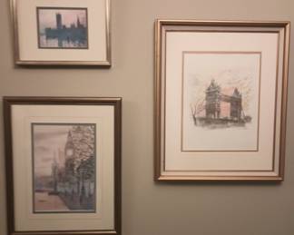 Three prints of London sites. Can be sold together or separately.