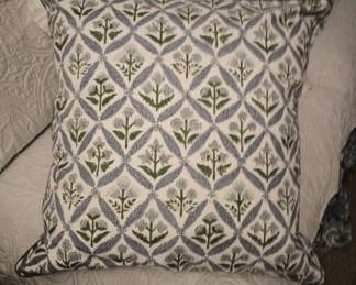 Two feather pillows, with William Morris-type removeable covers.