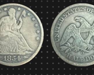 USA ½ dollar, Seated Liberty Half
Dollar 1854-0