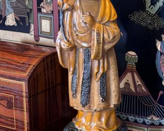 1960s MCM glazed terra cotta lamp