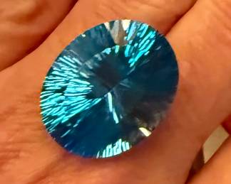 Enormous 65 carat scissor cut radiant London Blue Topaz