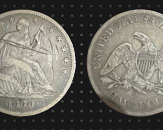USA ½ dollar, Seated Liberty Half
Dollar 1860-0