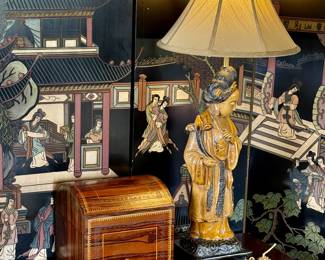 1940s Asian 4 panel screen 