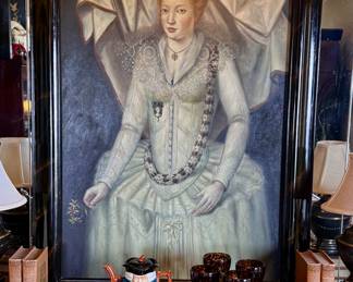 1940s large English brass bamboo tray