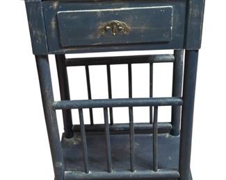 Antique Blue Fluted Bedside Table