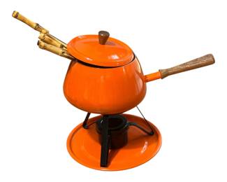 Vintage Mid-Century Enameled Aluminum Fondue Pot