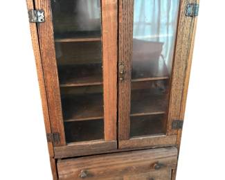 Antique Handmade Wood Jewelry Case 