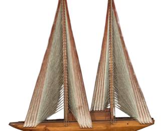 String and Wood Art Sail Boat