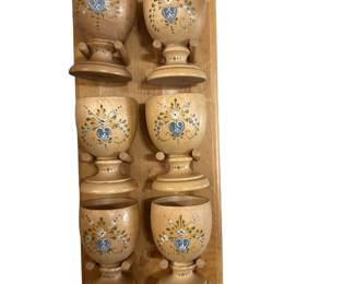 Decorative Hand Painted Wood Egg Cup Holder