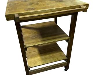 Vintage Folding Butcher Block Rolling Table