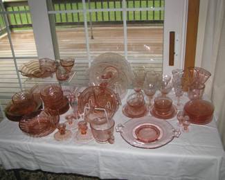 Pink depression glass